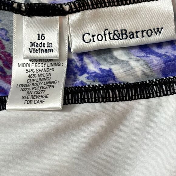 Croft & Barrow Swimsuit Size 16 One Piece Purple Splash NWOT - Picture 11 of 16